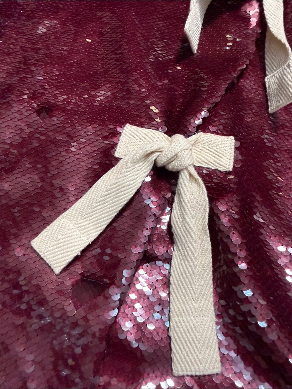 Ganni Burgundy Sequin Midi Skirt with Cream Bow Details | size 38 or US 6 | EUC - Picture 14 of 16